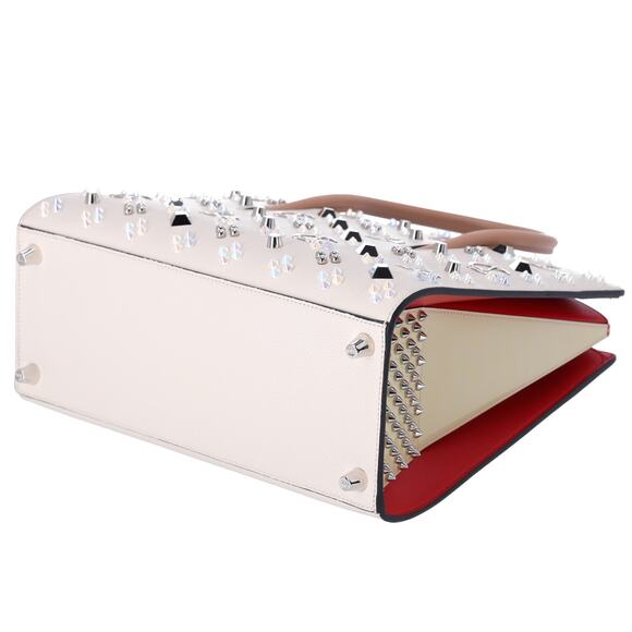Christian Louboutin Paloma Studded Medium Handbag White Leather - Picture 7 of 8